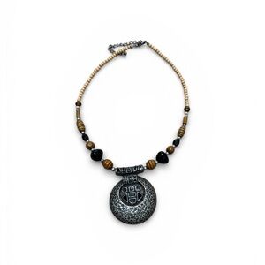 Tribal Statement Necklace Boho Ethnic Beaded Pendant Artisan Jewelry